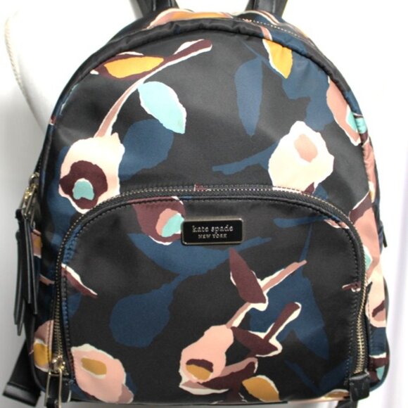 Kate Spade New York Floral Nylon Backpack Black Multicolor main image 4